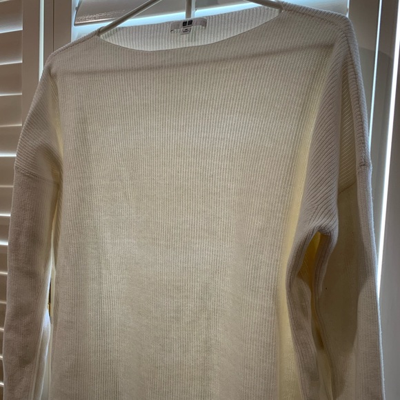 Uniqlo Cotton Cashmere Boxy Boat Neck Sweater - Picture 4 of 10